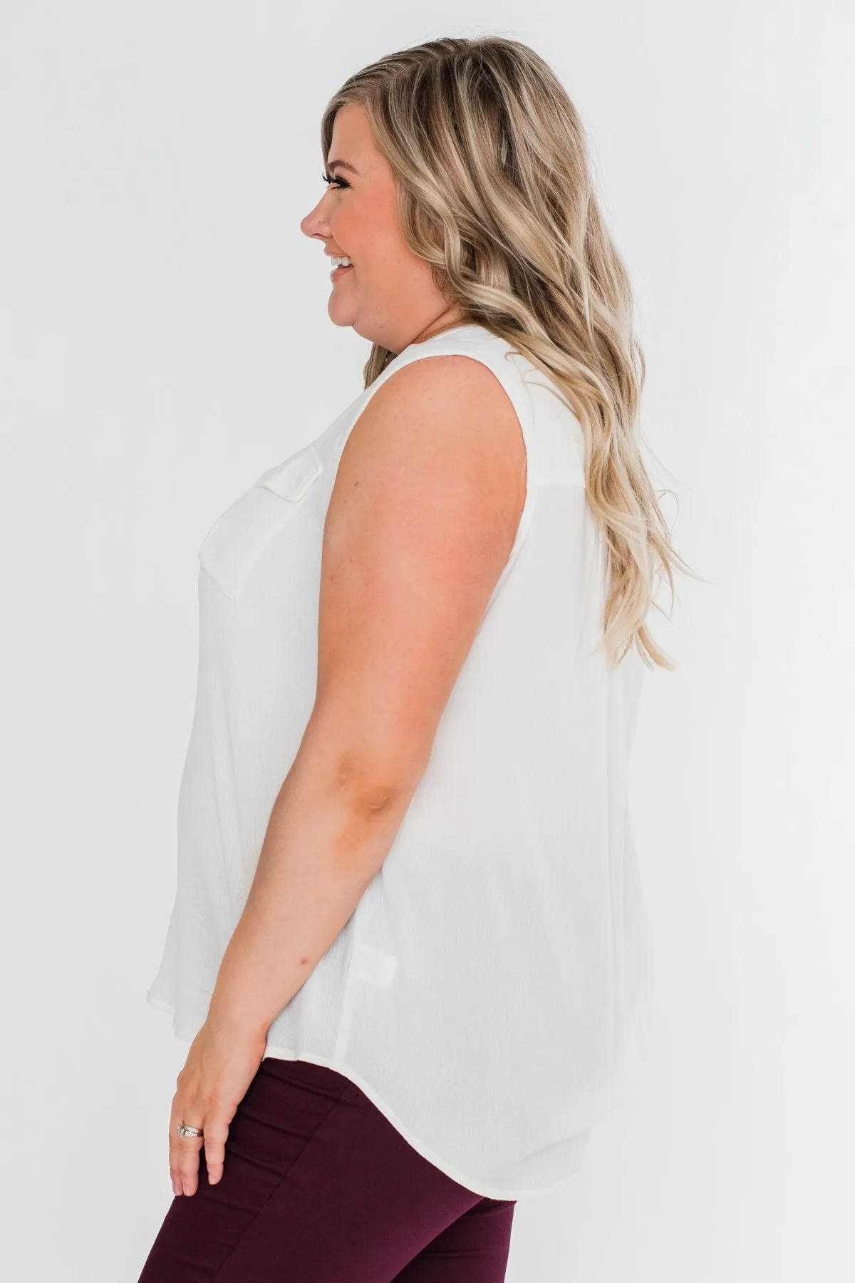 I Love Everything 3 Button Top- Ivory