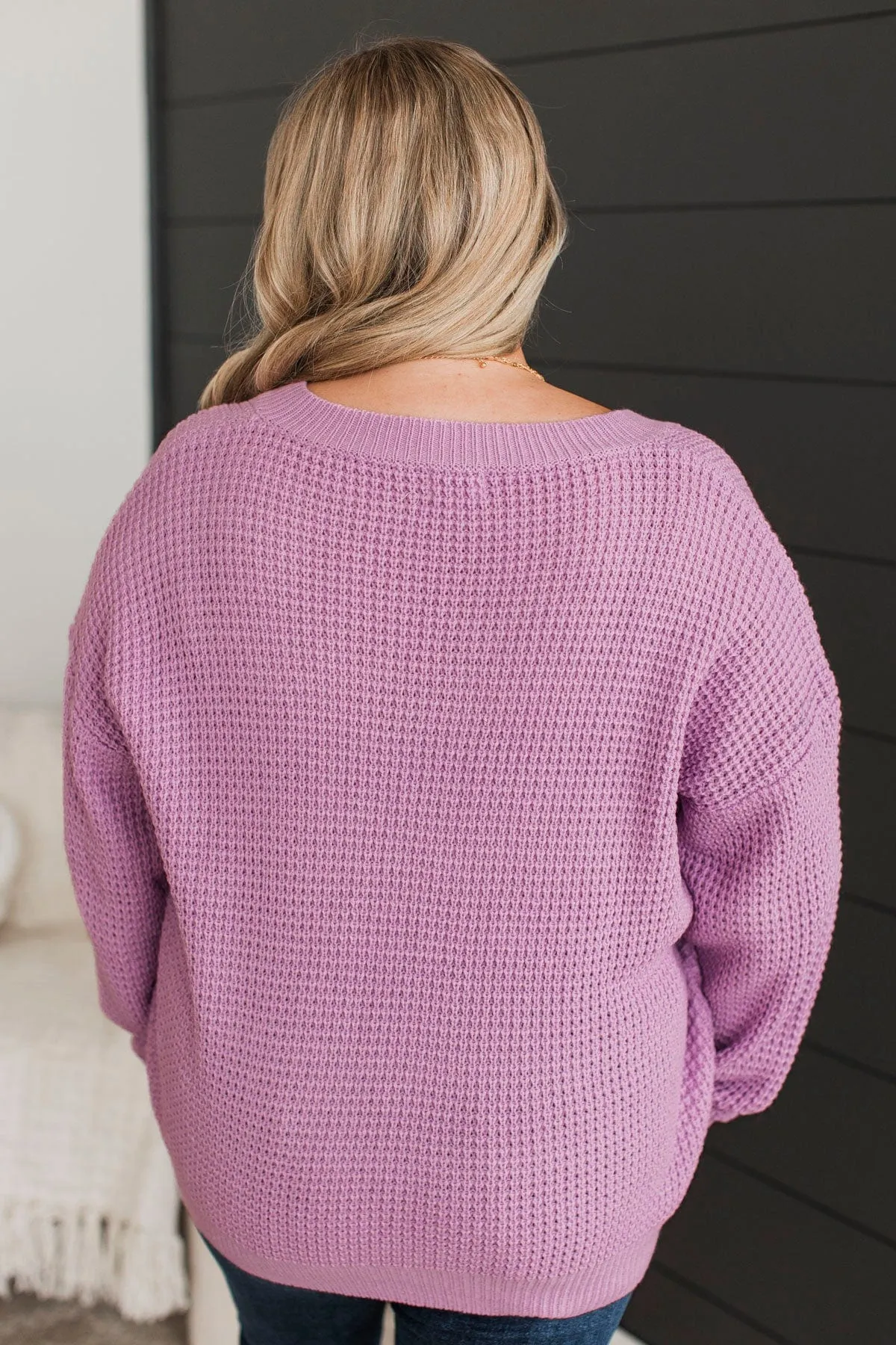 Inspiring Love V-Neck Sweater- Orchid