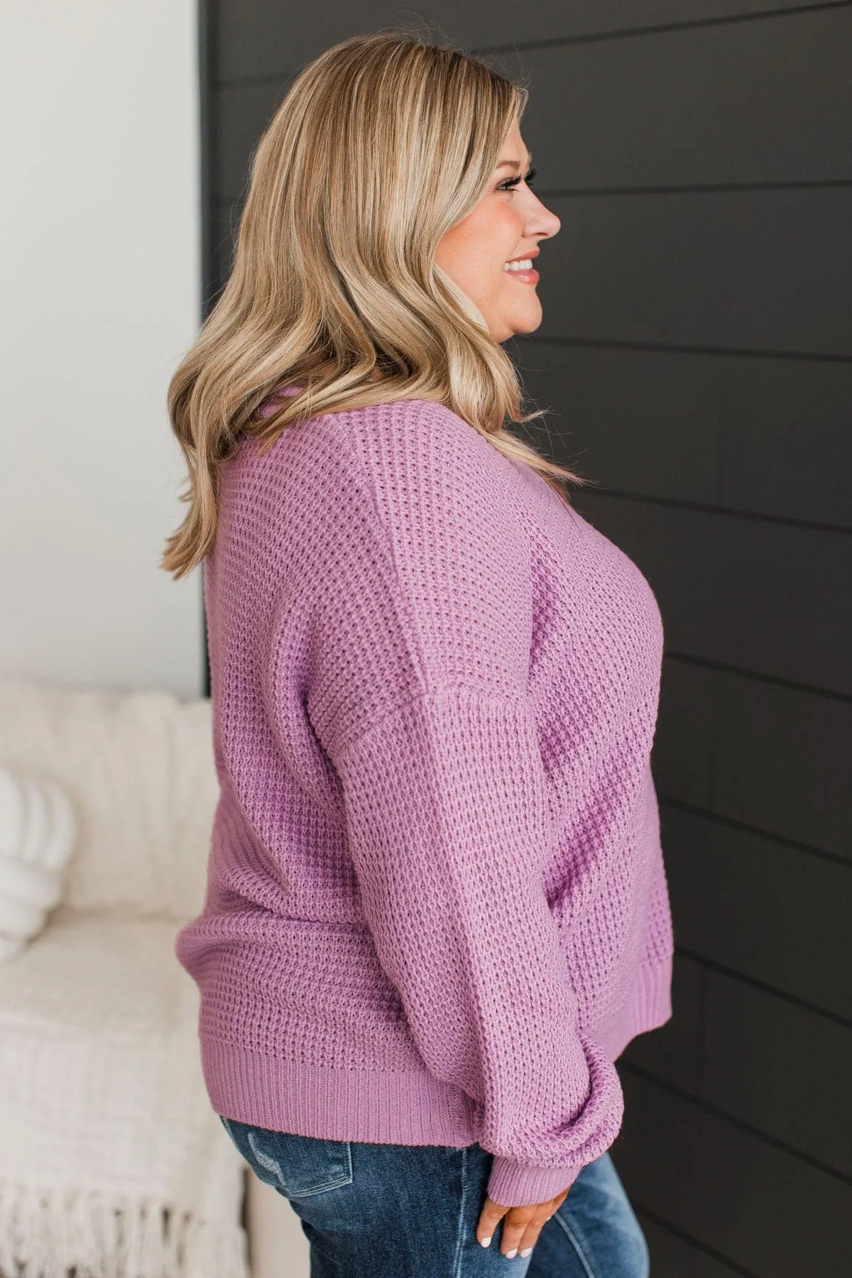 Inspiring Love V-Neck Sweater- Orchid