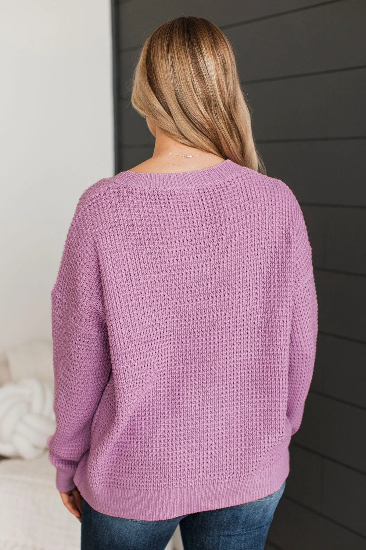 Inspiring Love V-Neck Sweater- Orchid