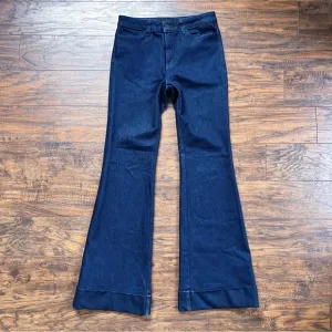 J Brand • high rise flare bell bottom jeans cuffed indigo wide leg 2224 dark