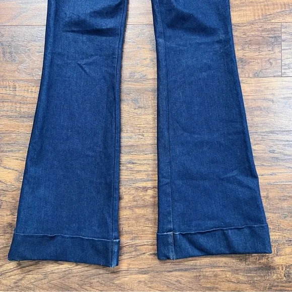 J Brand • high rise flare bell bottom jeans cuffed indigo wide leg 2224 dark