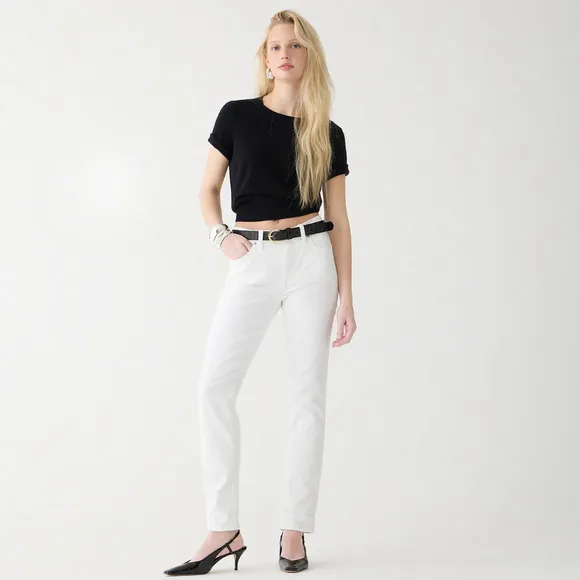 J.Crew NWT 9&quot; Vintage Slim-Straight Jeans in White, Size 33 - High Rise, Eco-Fri