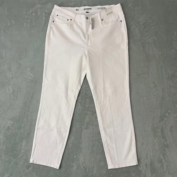 J.Crew NWT 9&quot; Vintage Slim-Straight Jeans in White, Size 33 - High Rise, Eco-Fri