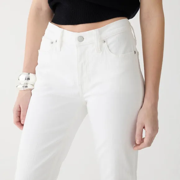 J.Crew NWT 9&quot; Vintage Slim-Straight Jeans in White, Size 33 - High Rise, Eco-Fri