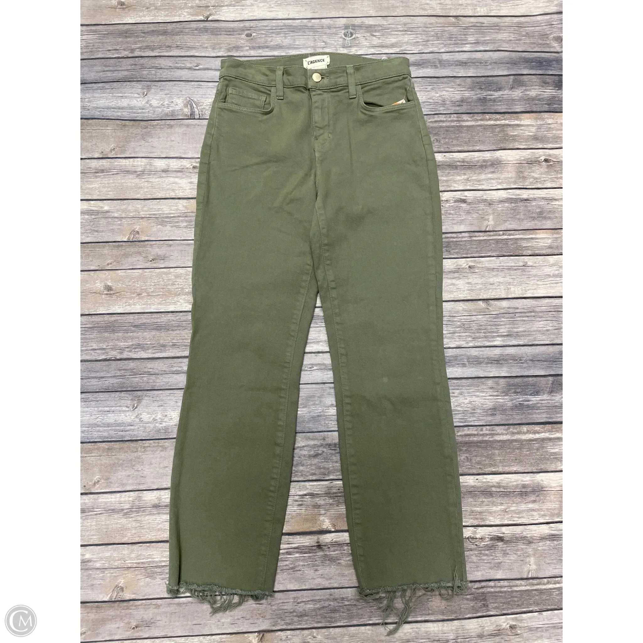 Jeans Straight By L Agence In Green, Size: 2