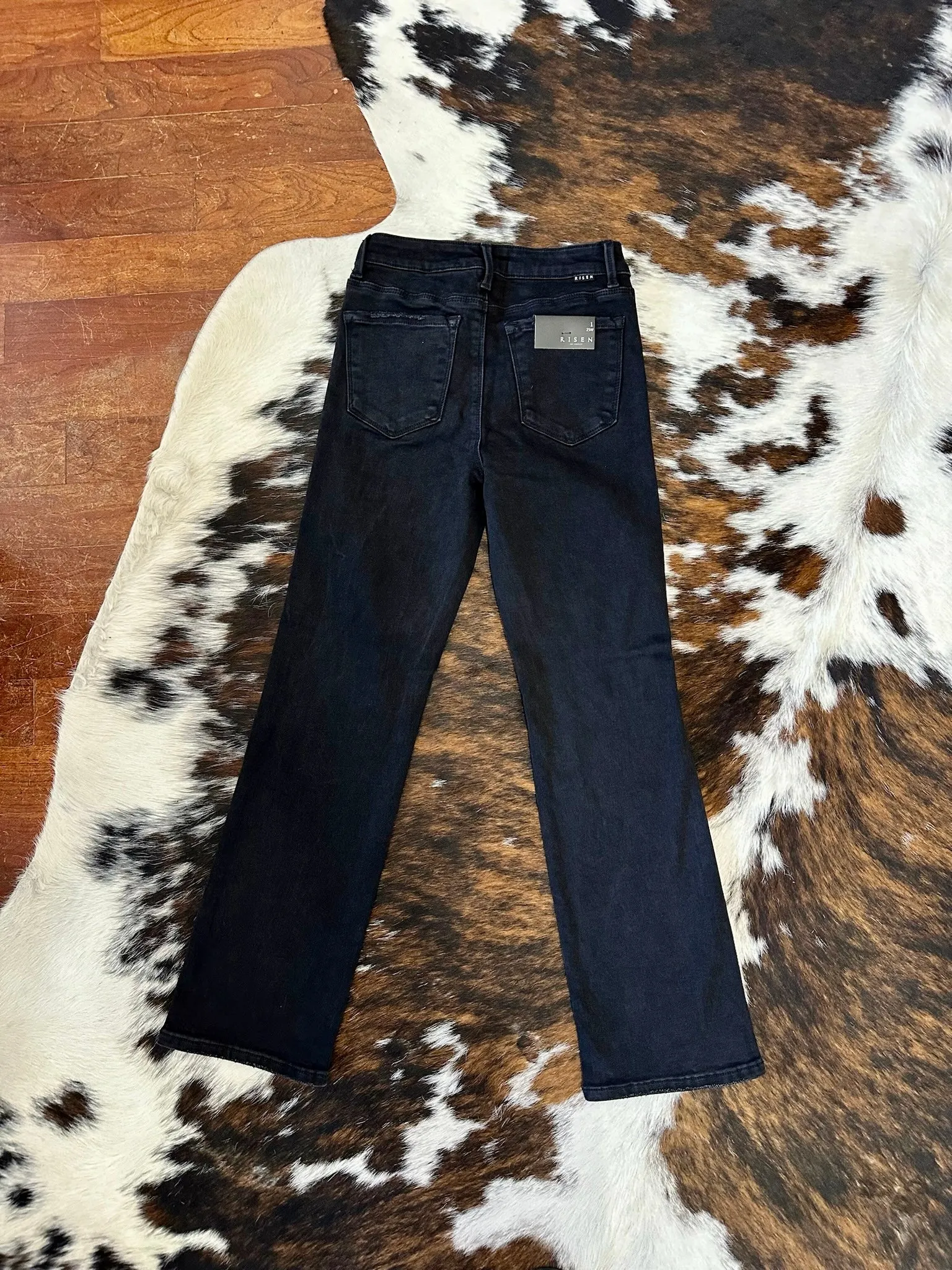 Jet Lagged Black Straight Leg Risen Jeans