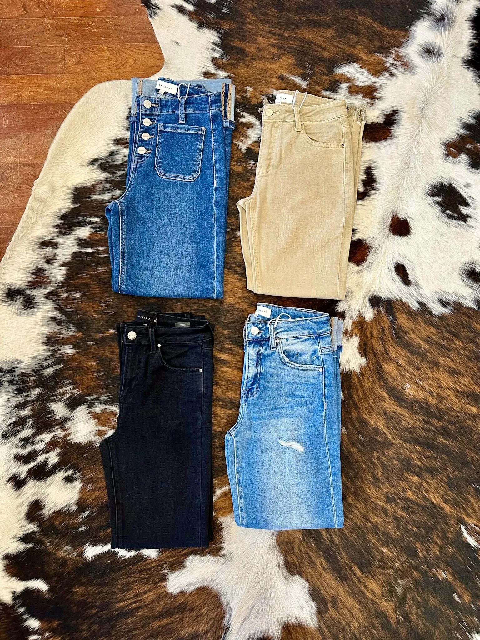 Jet Lagged Black Straight Leg Risen Jeans