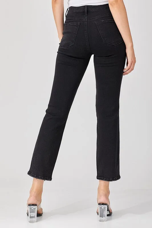 Jet Lagged Black Straight Leg Risen Jeans