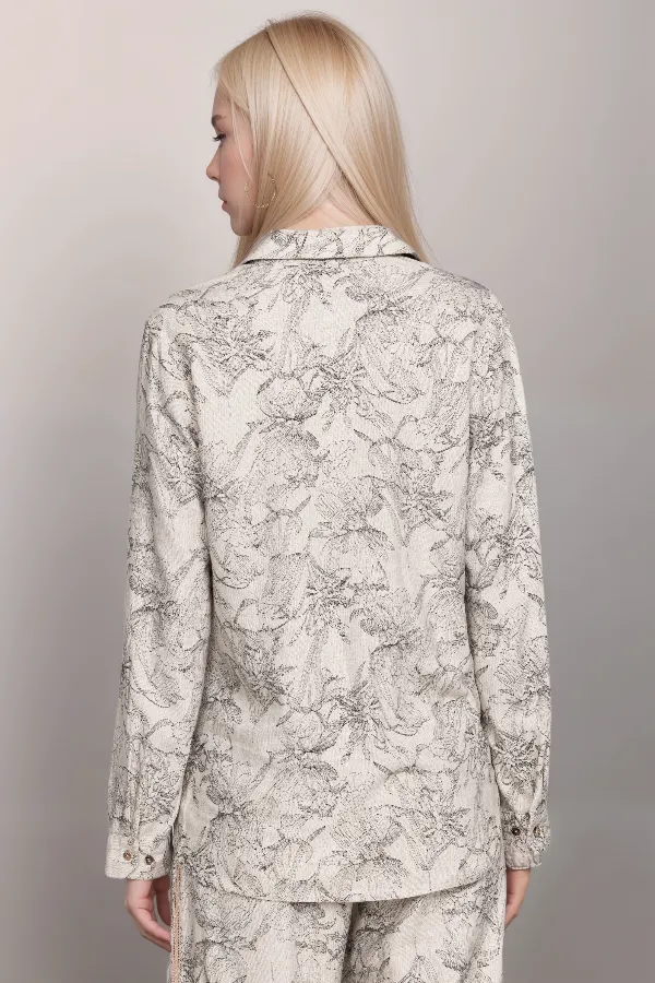 Johnny Was  Etched Floral Relaxed Linen Shirt J17623