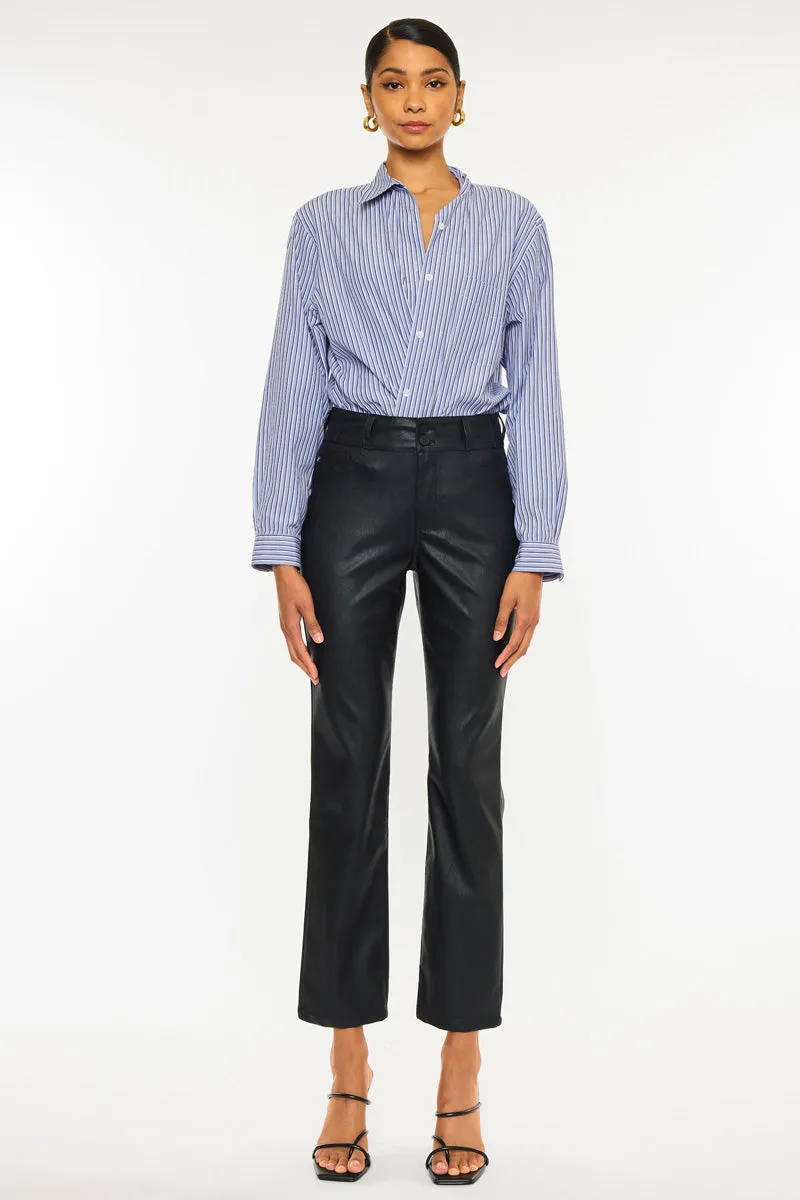 Judith High Rise Faux Leather Skinny Straight Leg  Jeans