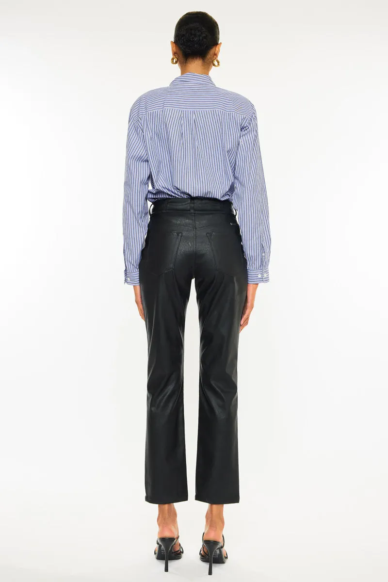 Judith High Rise Faux Leather Skinny Straight Leg  Jeans
