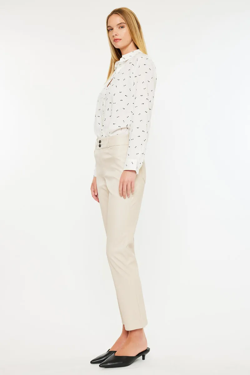 Judith High Rise Faux Leather Skinny Straight Leg  Jeans