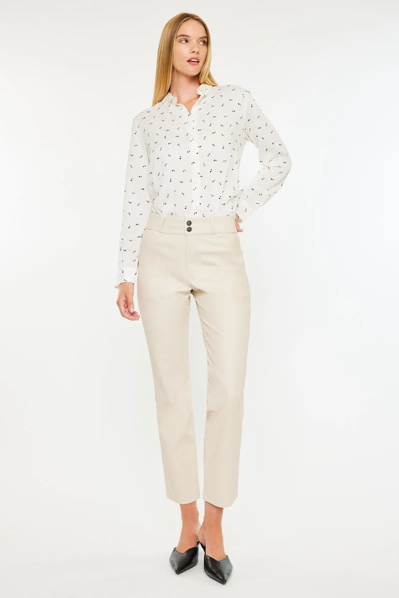 Judith High Rise Faux Leather Skinny Straight Leg  Jeans