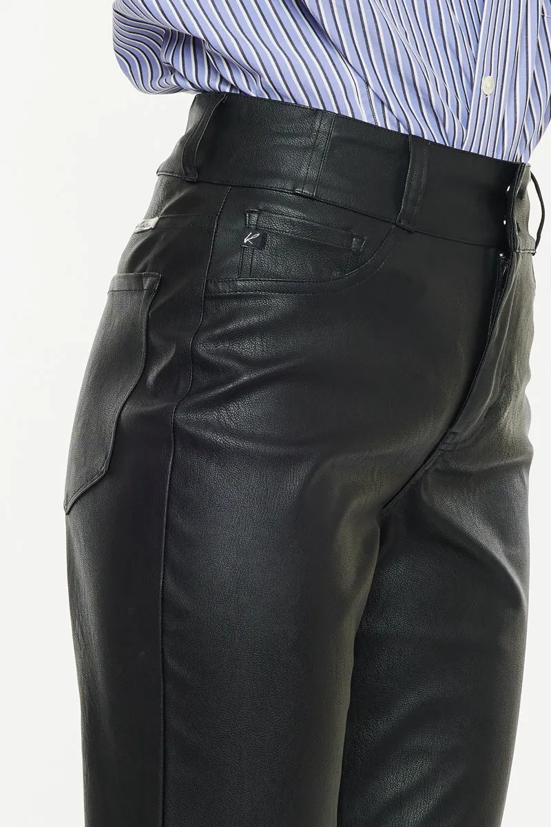 Judith High Rise Faux Leather Skinny Straight Leg  Jeans
