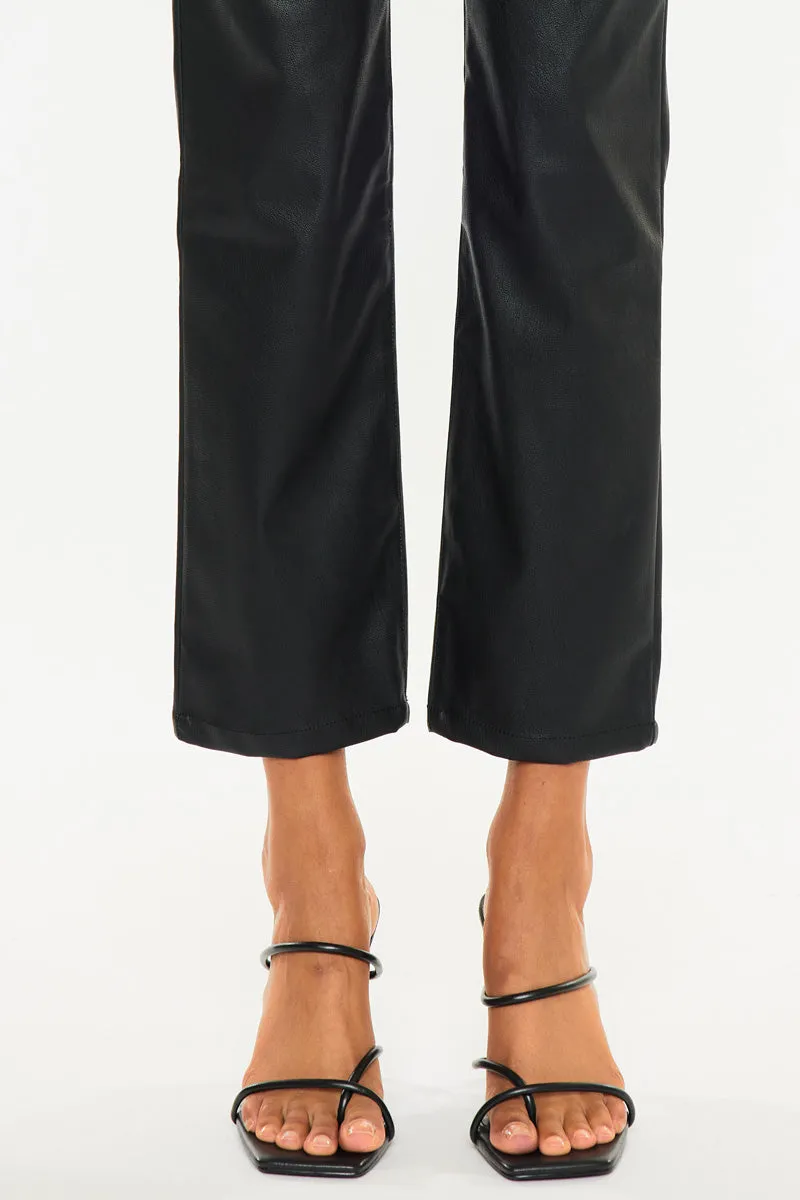 Judith High Rise Faux Leather Skinny Straight Leg  Jeans