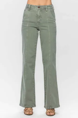 JUDY BLUE HIGH WAIST STRAIGHT SAGE JEANS