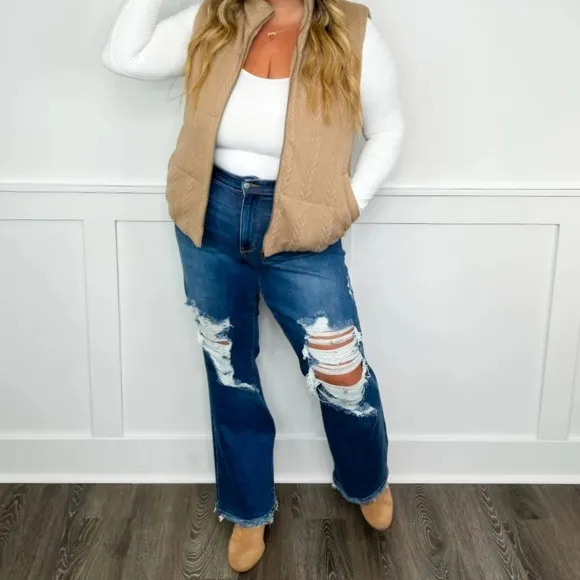 Judy Blue Mid Rise Distressed Raw Hem Straight Fit Dad Jeans Stretch Various NEW