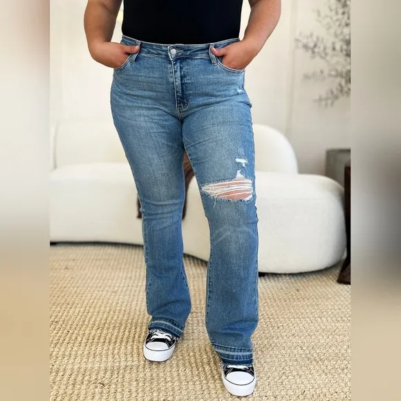 Judy Blue Mid Rise Medium Wash Released Shadow Hem Bootcut Jeans Various NEW
