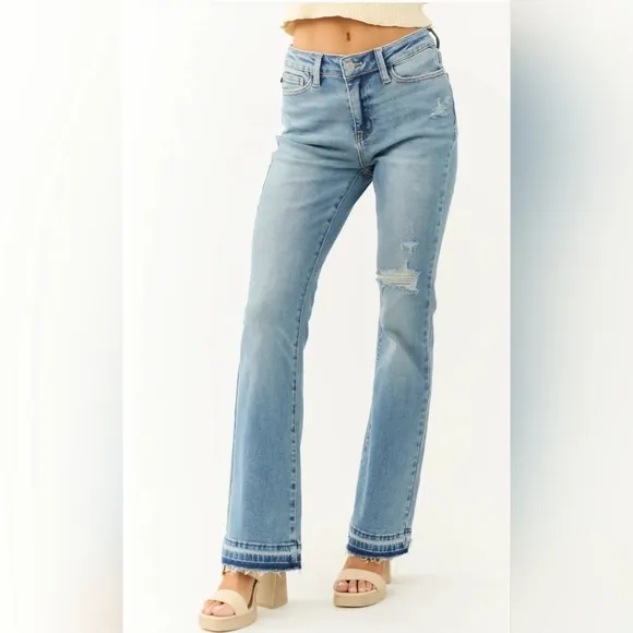 Judy Blue Mid Rise Medium Wash Released Shadow Hem Bootcut Jeans Various NEW