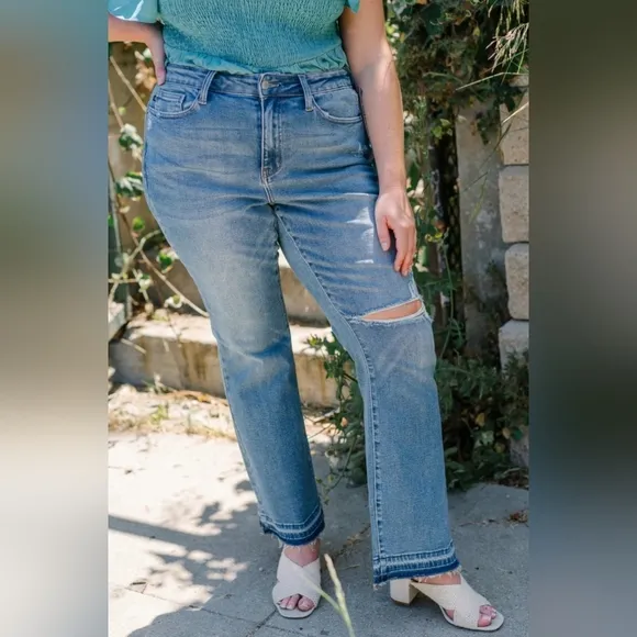 Judy Blue Mid Rise Medium Wash Released Shadow Hem Bootcut Jeans Various NEW