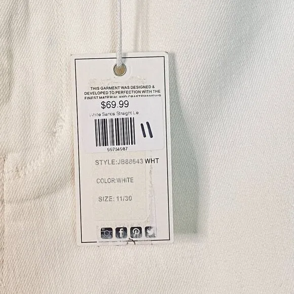 Judy Blue White Bootcut Midrise Stretch Jeans NWT Size 11/30