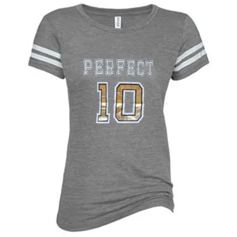 Junior Plus Foil Graphic Football Top Grey-Perfect 10