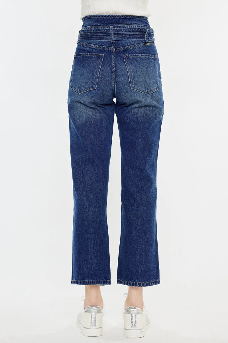 Kaas Ultra High Rise Belted Paperbag Straight Leg Jeans