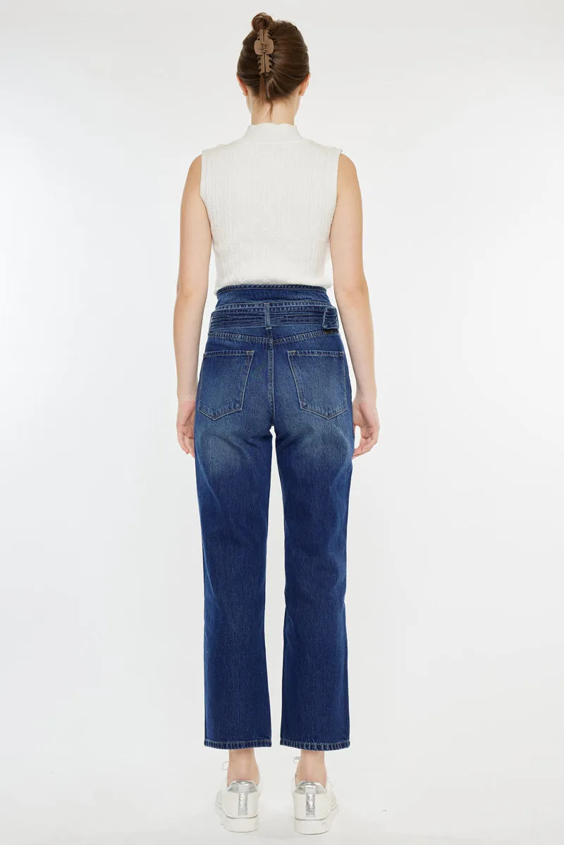 Kaas Ultra High Rise Belted Paperbag Straight Leg Jeans