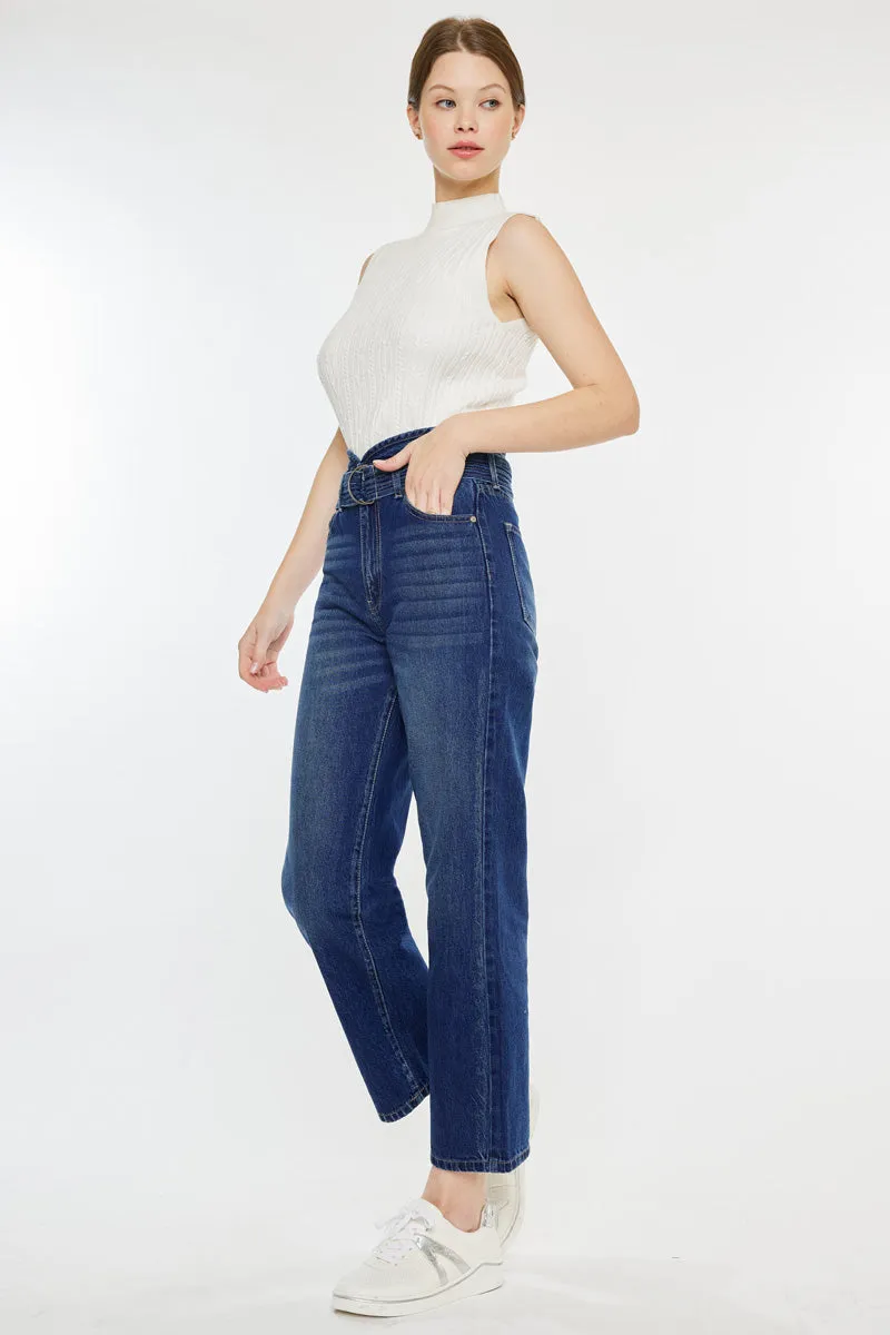 Kaas Ultra High Rise Belted Paperbag Straight Leg Jeans