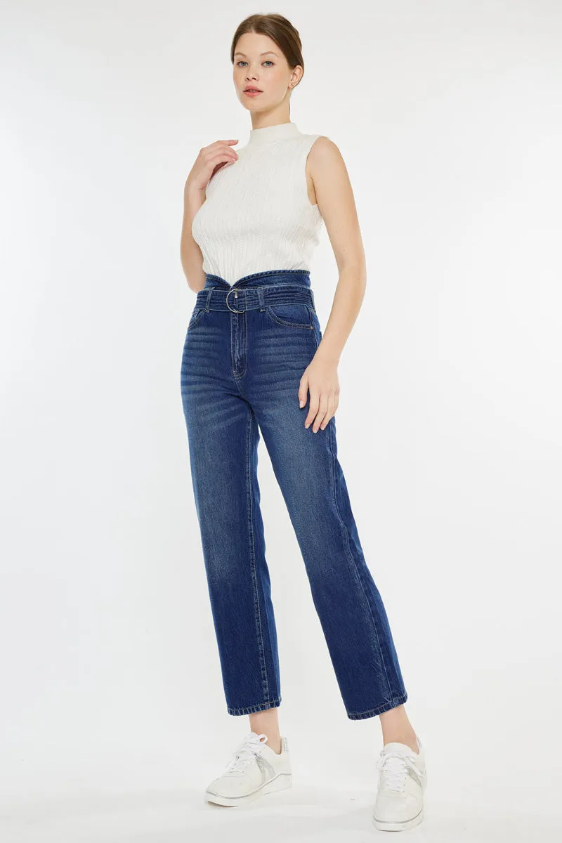 Kaas Ultra High Rise Belted Paperbag Straight Leg Jeans