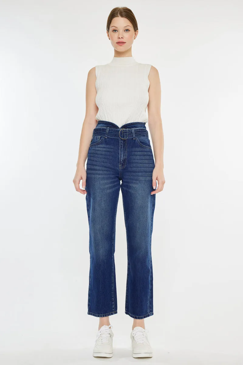 Kaas Ultra High Rise Belted Paperbag Straight Leg Jeans