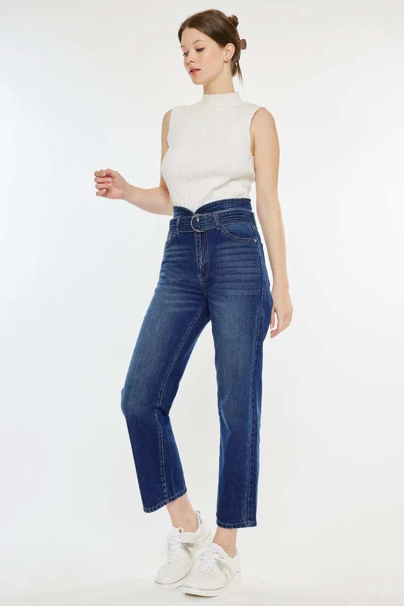 Kaas Ultra High Rise Belted Paperbag Straight Leg Jeans