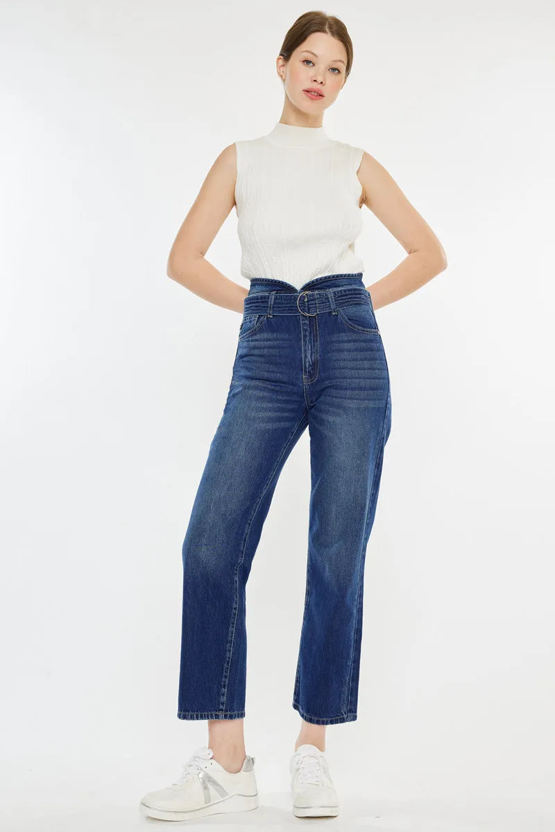 Kaas Ultra High Rise Belted Paperbag Straight Leg Jeans
