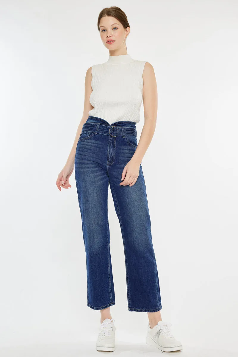 Kaas Ultra High Rise Belted Paperbag Straight Leg Jeans