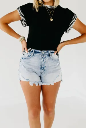 Kan Can Distressed 11" High Rise Mom Shorts - KC7984M