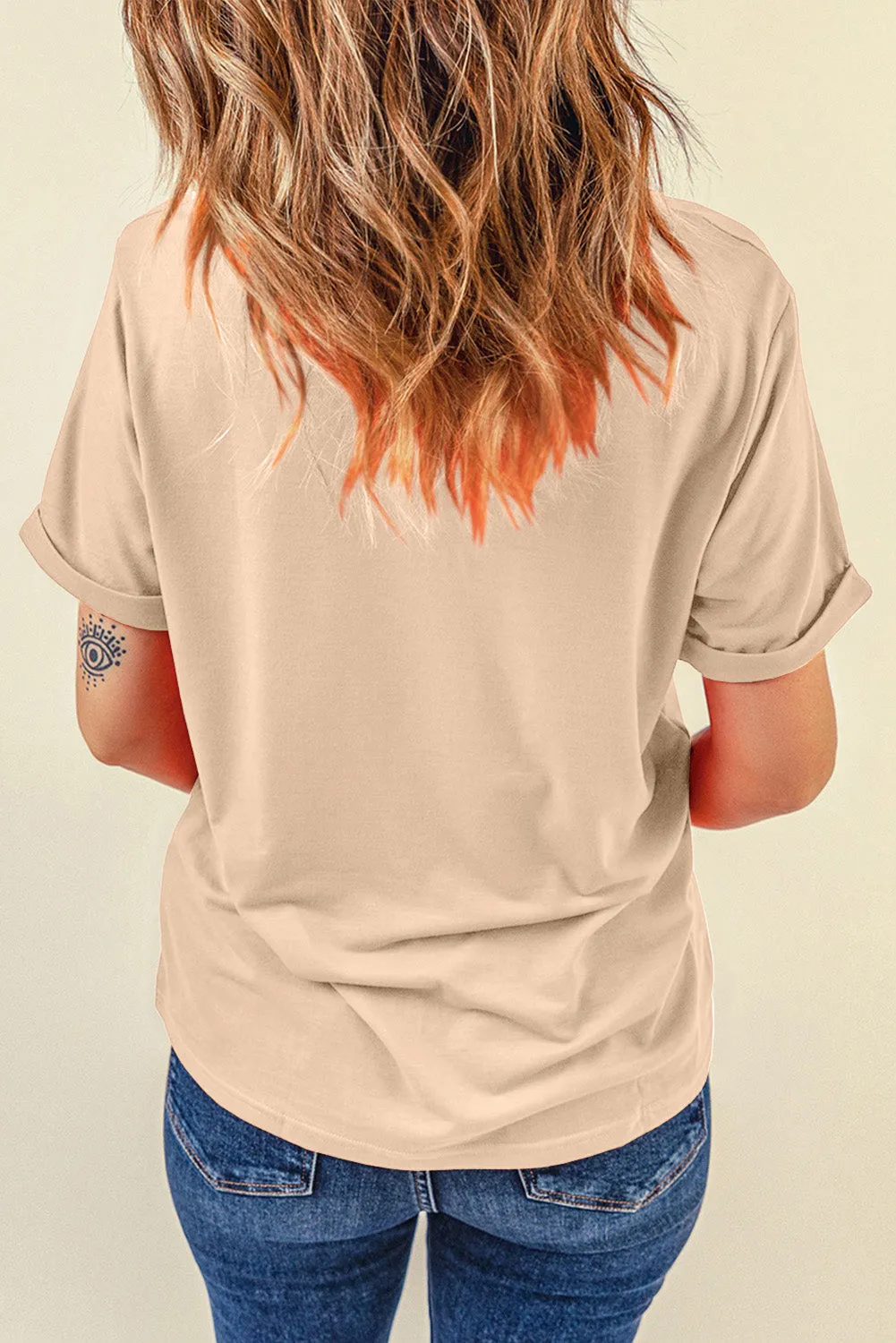 Khaki Starry USA Lettering Independent Day T-shirt