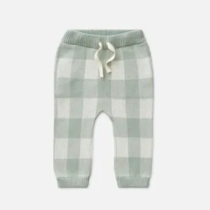 Knit Baby Jogger Pants - Whisper Green Gingham