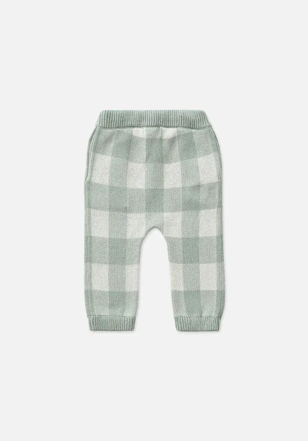 Knit Baby Jogger Pants - Whisper Green Gingham