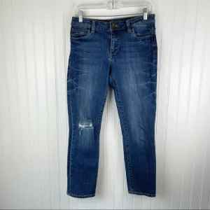 Kut From The Kloth Reese Ankle Straight Leg Jeans Ripped Knee Size 4