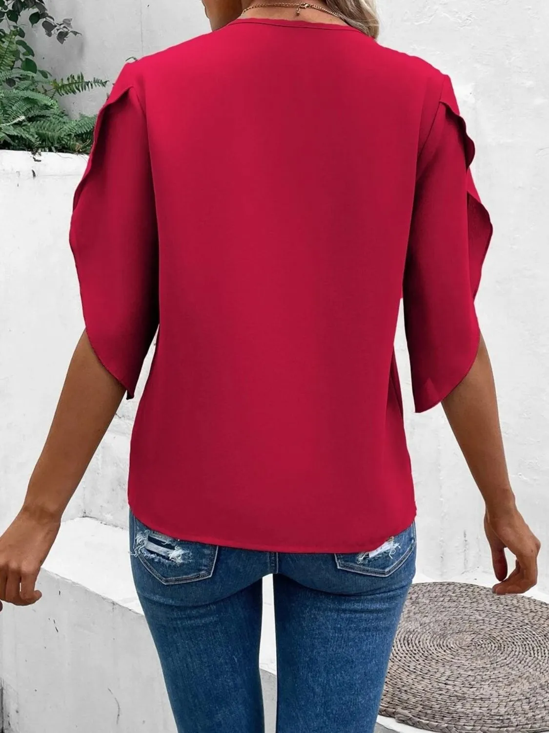 Lacey V-Neck Half Sleeve Top