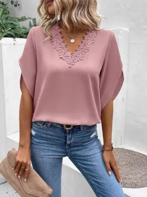 Lacey V-Neck Half Sleeve Top