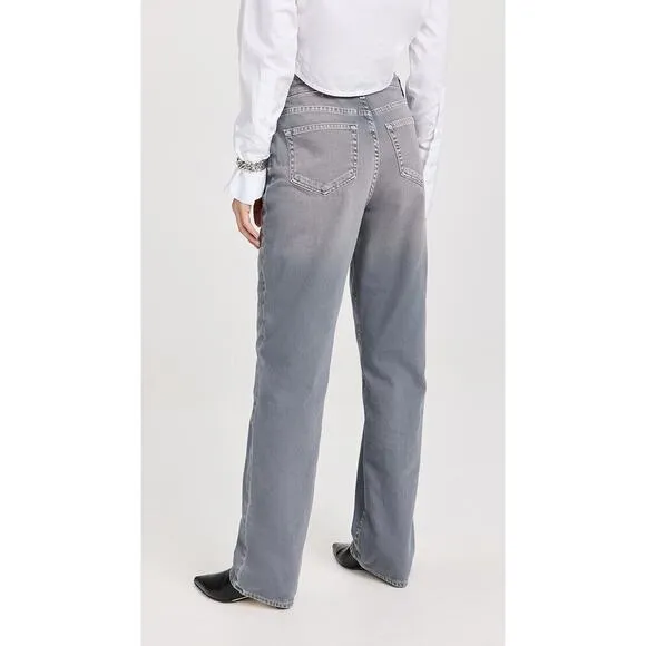 L'Agence Jeans Womens 25 Gray Jones Ultra Stovepipe High-Rise Cotton Straight