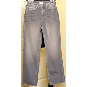 L'Agence Jeans Womens 25 Gray Jones Ultra Stovepipe High-Rise Cotton Straight