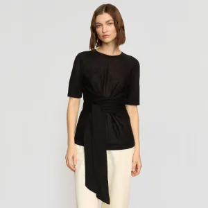 Lark Tie-Front Linen Sweater