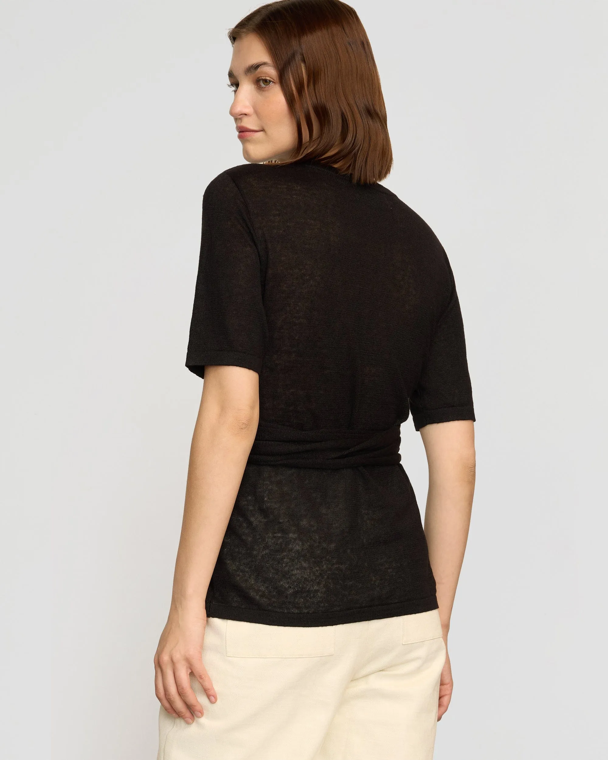 Lark Tie-Front Linen Sweater