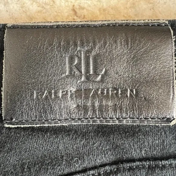 LAUREN RALPH LAUREN JEANS DARK RINSE BOOTCUT SKINNY FIVE POCKETS BLACK SIZE 4x30