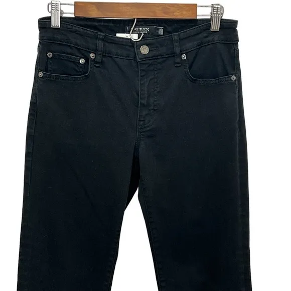 LAUREN RALPH LAUREN JEANS DARK RINSE BOOTCUT SKINNY FIVE POCKETS BLACK SIZE 4x30
