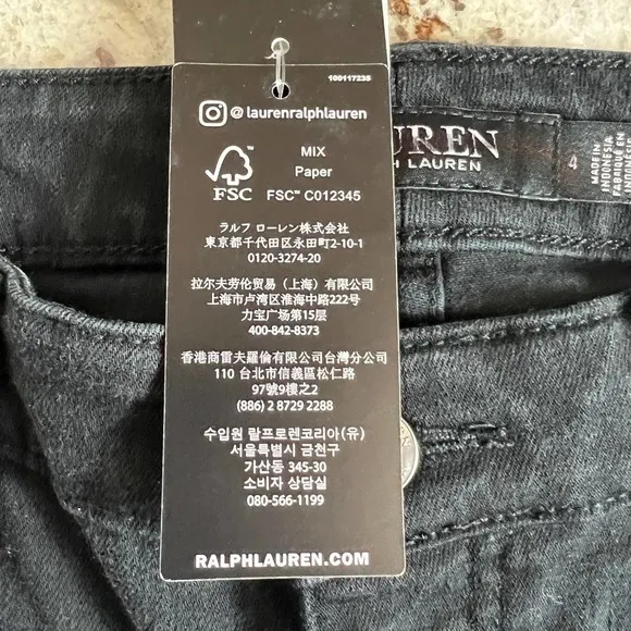 LAUREN RALPH LAUREN JEANS DARK RINSE BOOTCUT SKINNY FIVE POCKETS BLACK SIZE 4x30