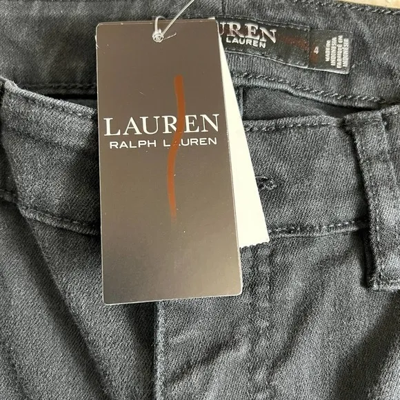 LAUREN RALPH LAUREN JEANS DARK RINSE BOOTCUT SKINNY FIVE POCKETS BLACK SIZE 4x30
